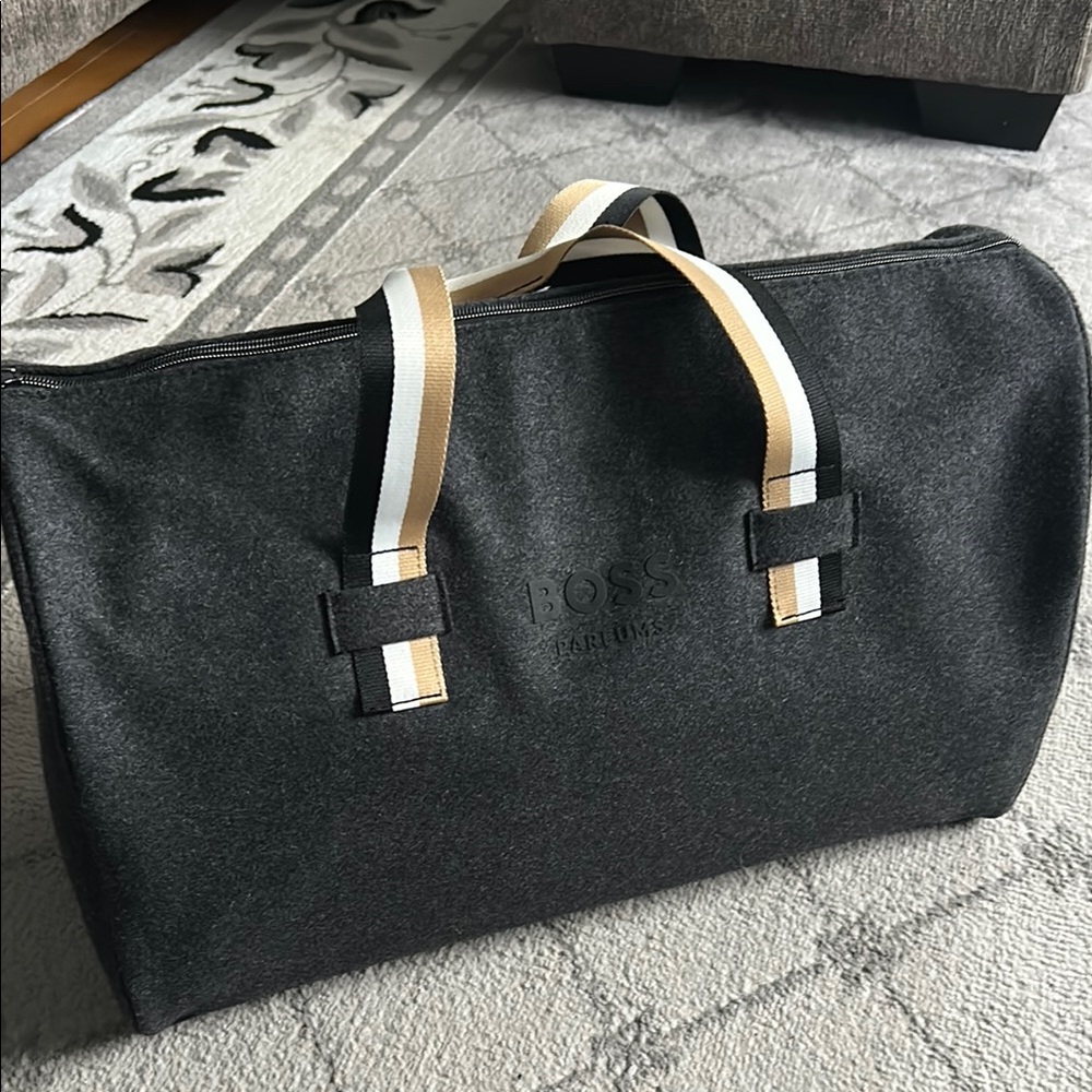 Boss Black Duffel Bag with Elegant Leather Handles